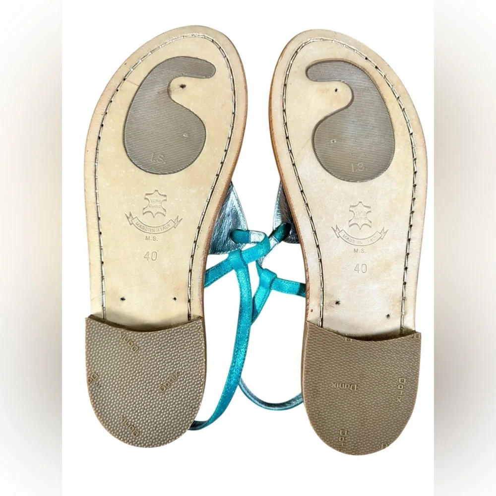 NWOT La Capri Chic Teal Leather Sandals US 9.5